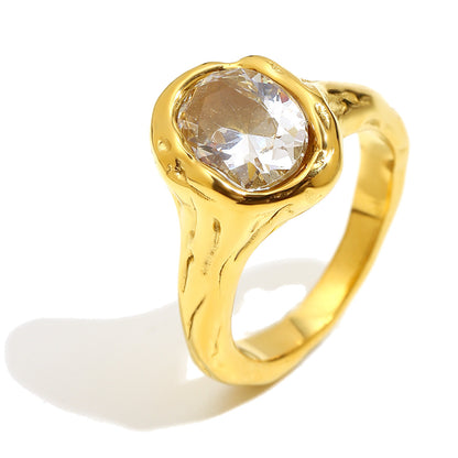 Textured Zircon Gold Ring