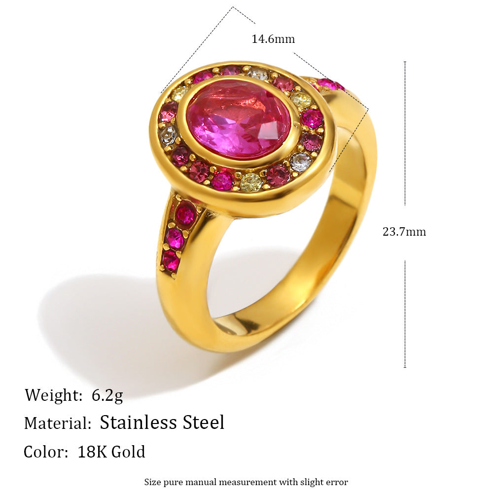 Gold Vintage Oval Zircon Ring