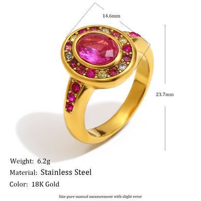 Gold Vintage Oval Zircon Ring
