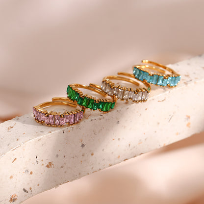 Irregular Zircon Gold Open Ring – Adjustable & Luxe | STUD