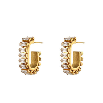 O-Shape Zircon Geometric Stud Earrings