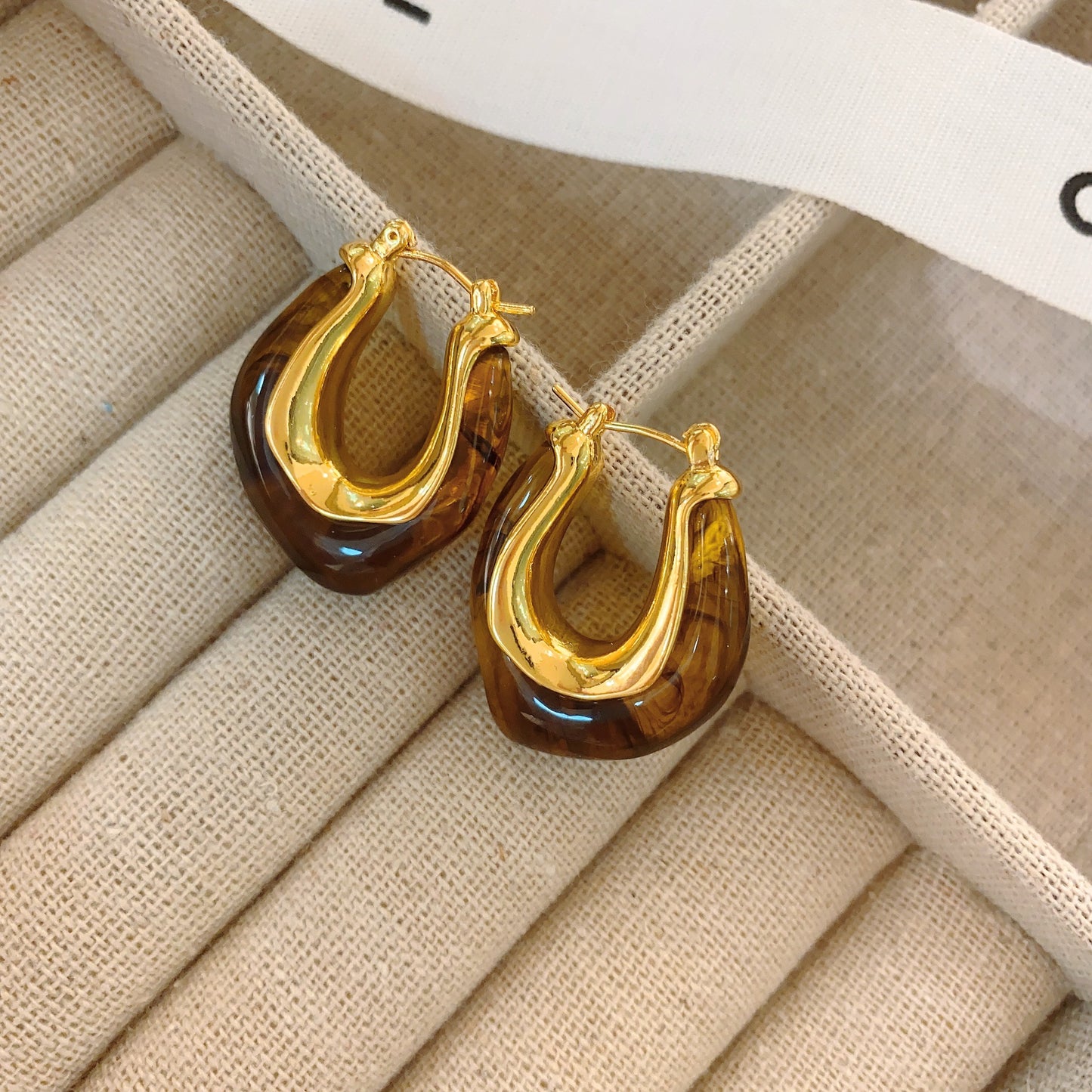 Amber Acrylic Hoop Earrings