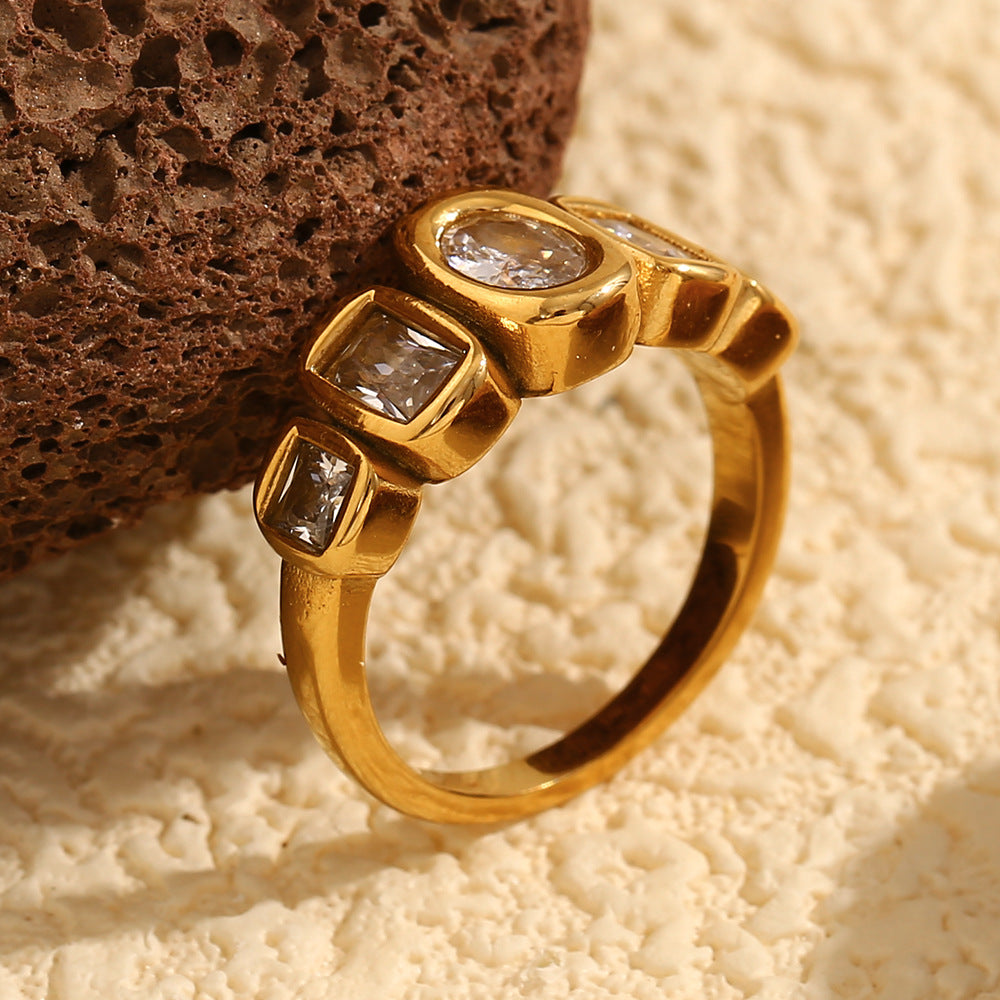 Zircon Stacking Gold Ring