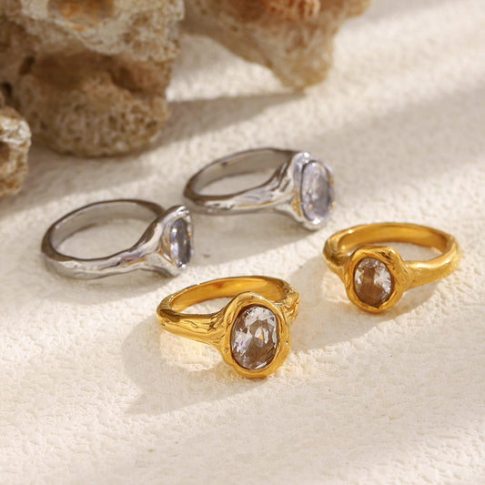 Textured Zircon Gold Ring