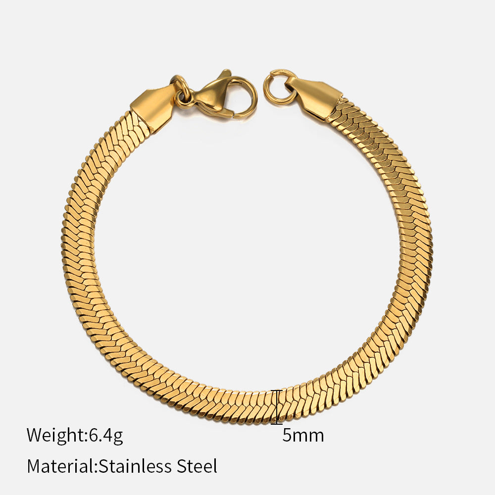 18K Gold-Plated Stainless Steel Snake Chain Bracelet