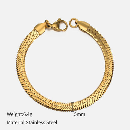 Size Details of 5mm Minimalist gold snake chain bracelet with smooth finish – waterproof and rust-free – STUD