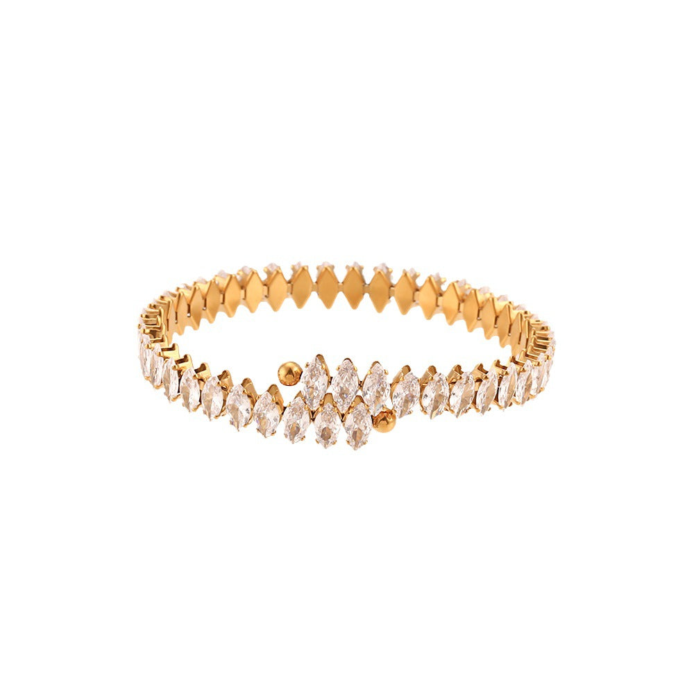 Gold and Diamond-Accented Adjustable Bracelet