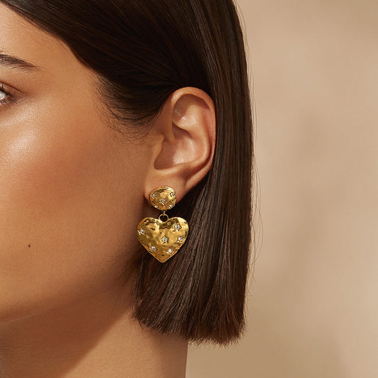 Golden Glam: 14K Gold Plated Heart Earrings