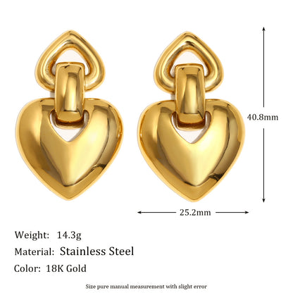 Size details of Heart hoop gold earrings – 18K gold-plated, waterproof, anti-tarnish jewelry by STUD (Shop Till You Drop)