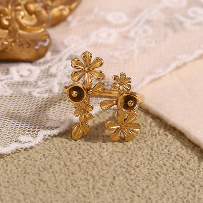 Close-up of Golden Bloom Flower Ring