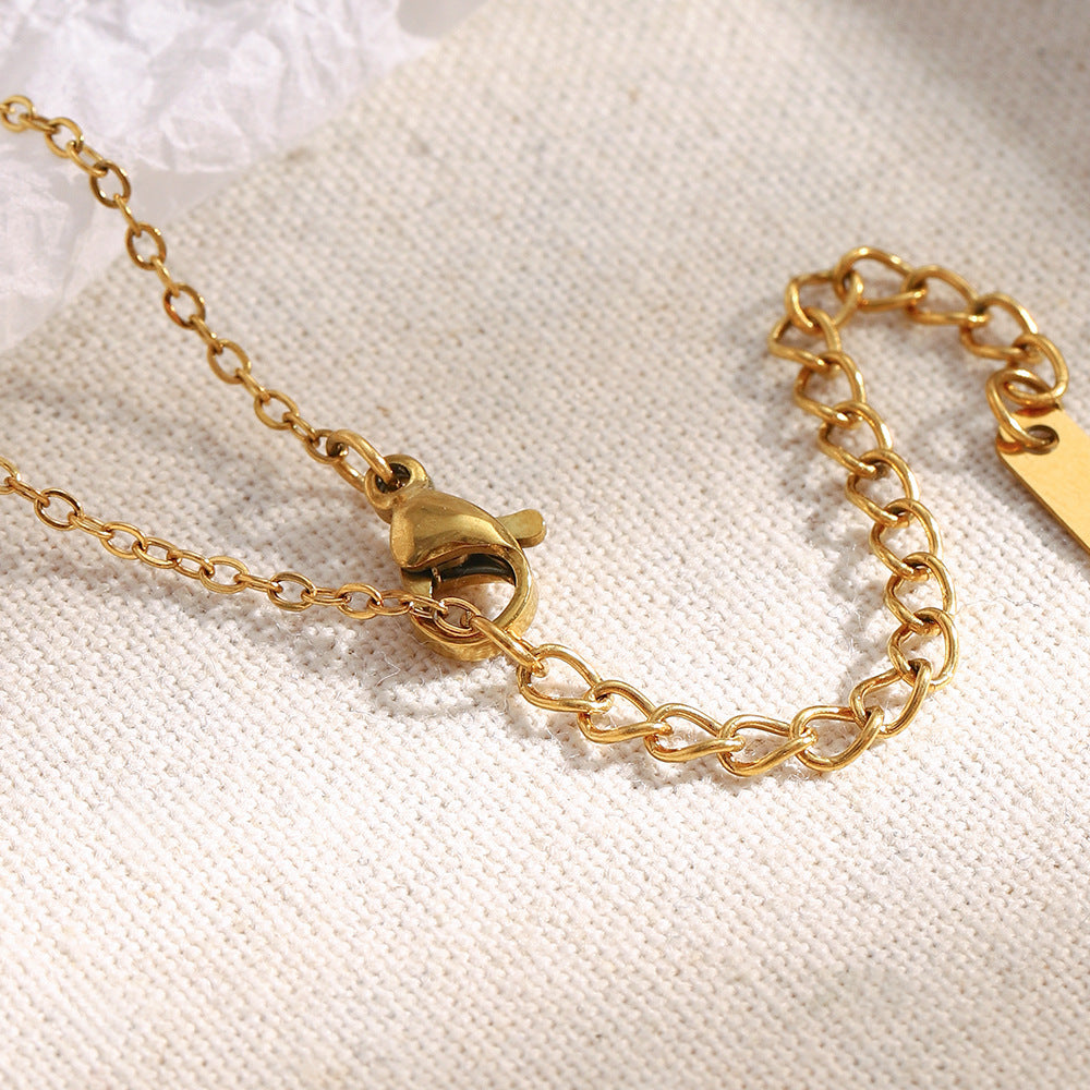 18K gold-plated crescent moon and star pendant necklace on stainless steel chain