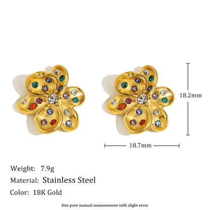 Vintage Bloom Stud Earrings – 18K Gold