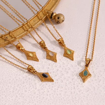 Close view of Elegant Cat Eye Stone Necklace