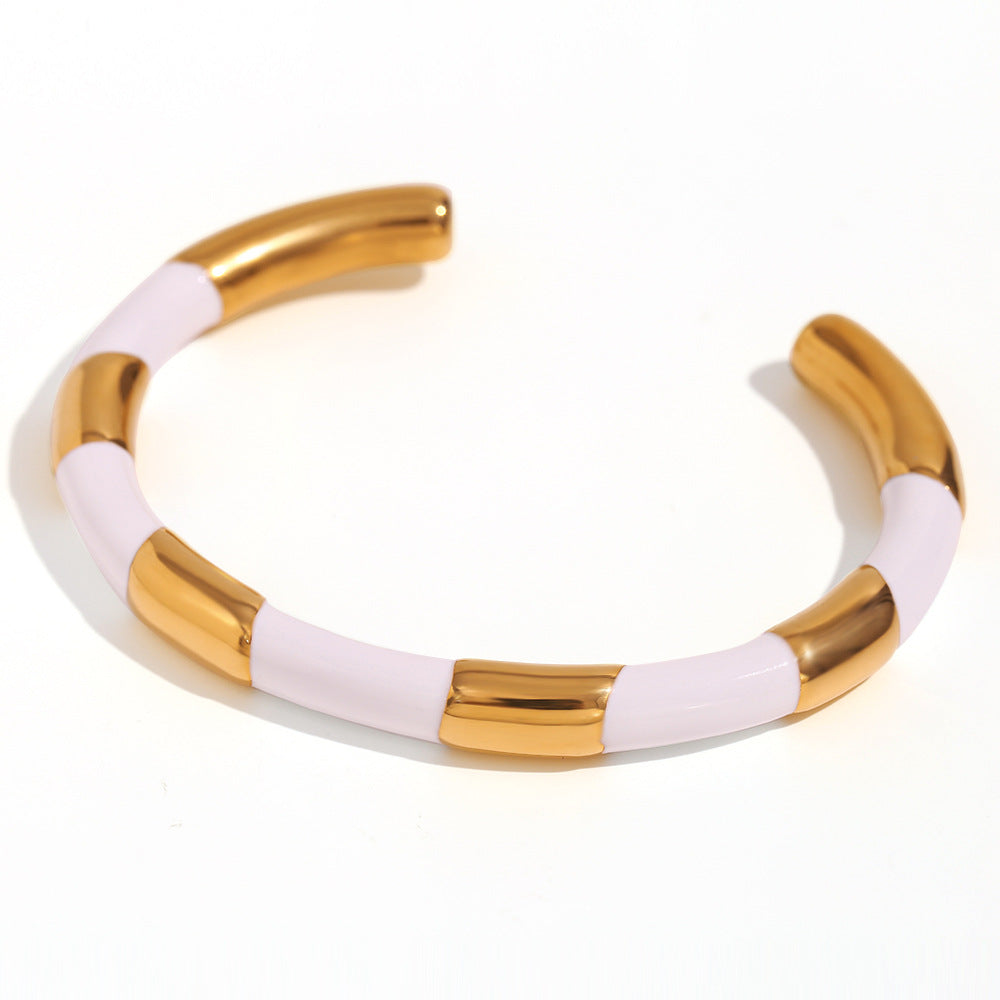 Minimalist Solid Segmented Enamel Bangle