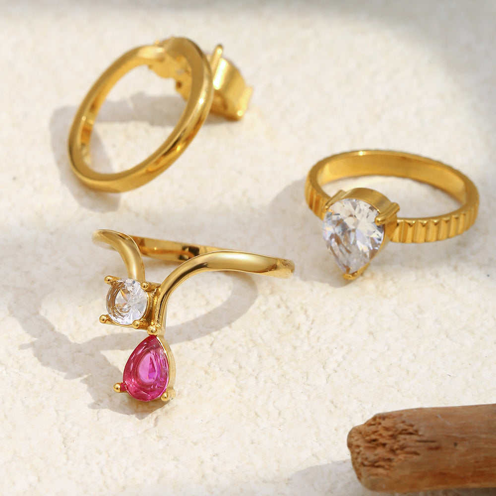 Crown Teardrop Ring