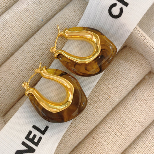 Amber Acrylic Hoop Earrings