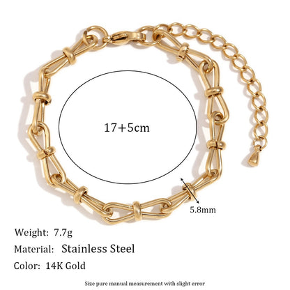 Size Details of Handcrafted 14K gold plated bowknot bracelet – minimalist waterproof jewelry for women – STUD

