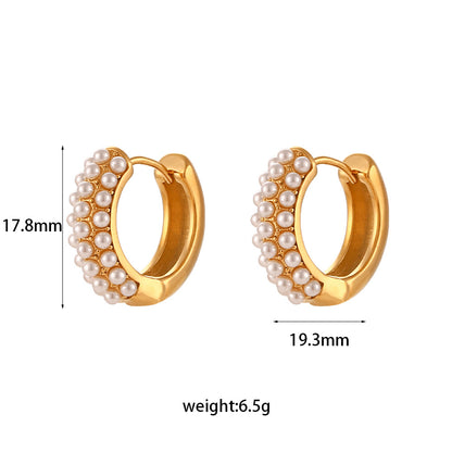 Minimalist Baroque Pearl Hoop Earrings | 18K Gold-Plated Stainless Steel