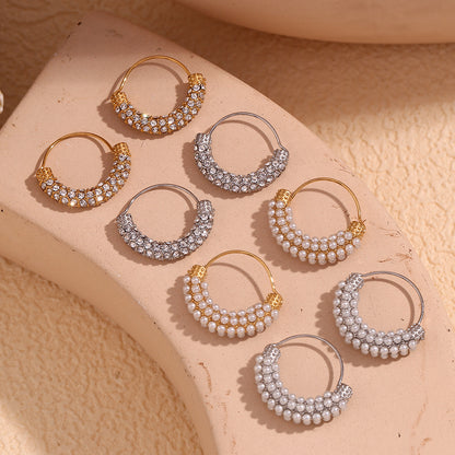 Vintage Gold Basket Earrings with Pearl