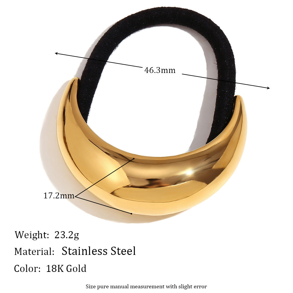 Minimalist 18K Gold-Plated Moon Design Hair Tie for Women