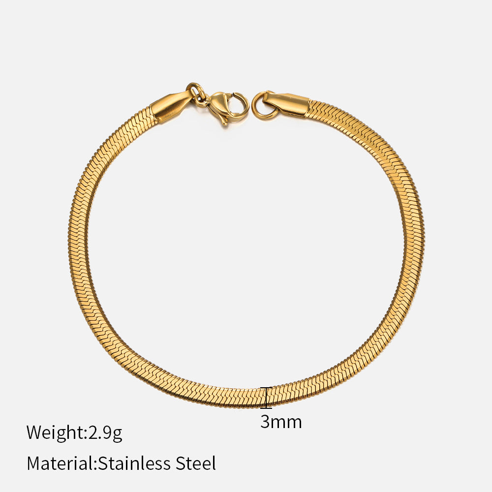 18K Gold-Plated Stainless Steel Snake Chain Bracelet