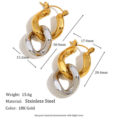 Size details for Two-Tone Chain Link Earrings