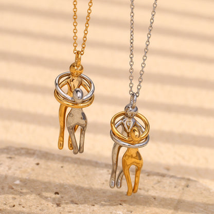 Side view of Romantic Lovers Two-Tone Necklace