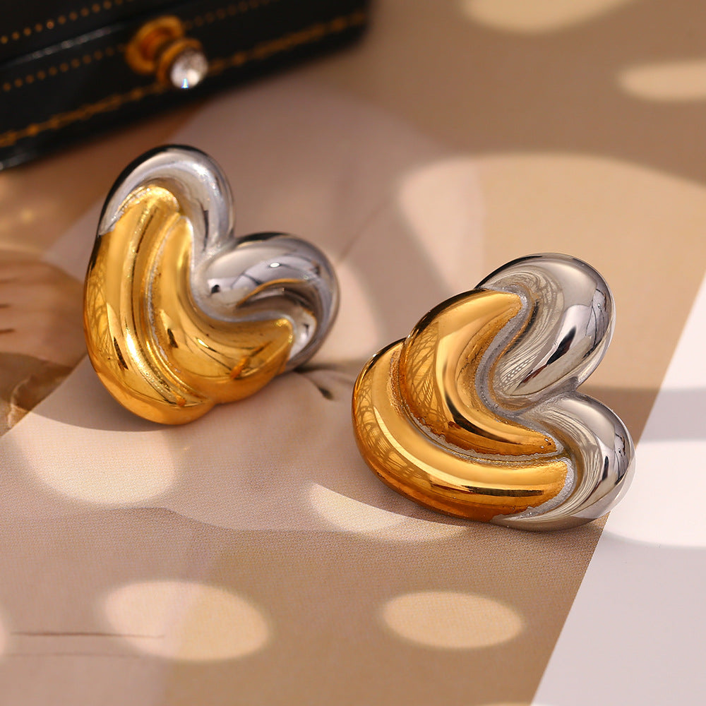 Two-Tone Heart Wrap Earrings