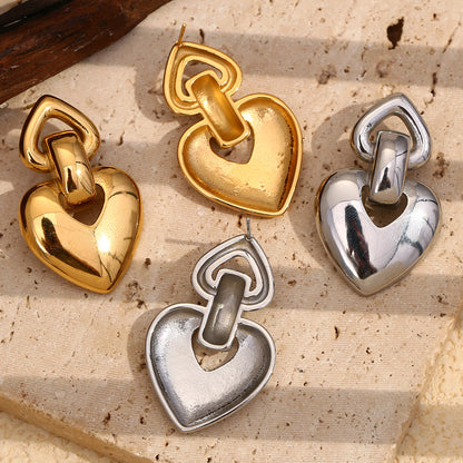 TOp VIew of Heart hoop silver earrings – stainless steel, waterproof, anti-tarnish jewelry by STUD (Shop Till You Drop)