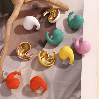 Candy-colored comma enamel earrings – 18K gold-plated, waterproof, hypoallergenic by STUD (Shop Till You Drop)