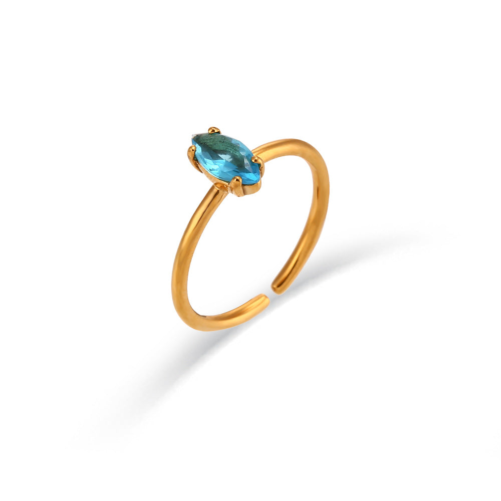 Minimalist 18K Gold Plated Zircon Adjustable Ring