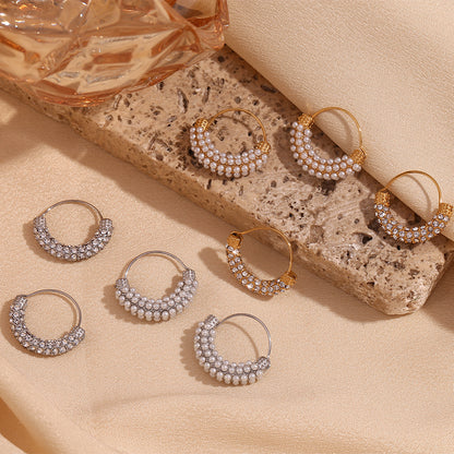 Vintage Gold Basket Earrings with Pearl