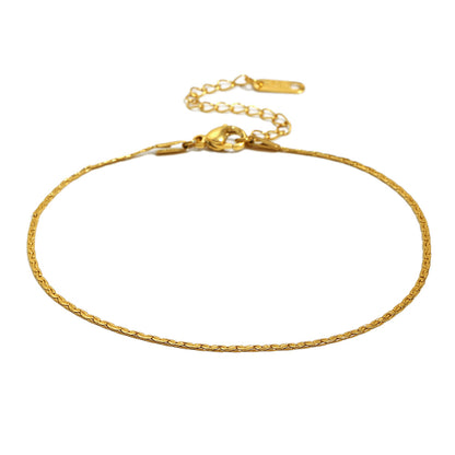 STUD 18K gold-plated twist chain anklet, minimalist waterproof foot jewelry