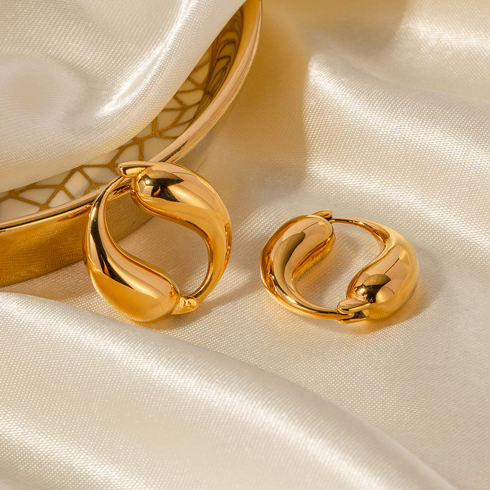 Yin-Yang Inspired 18K Gold Circle Hoop Earrings