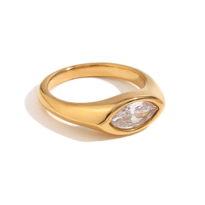 STUD clear crystal 18K gold-plated minimalist ring for women