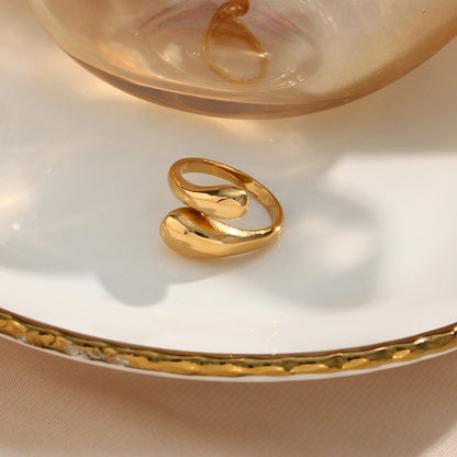 Minimalist Adjustable Teardrop Snake Ring | 18K Gold-Plated Stainless Steel