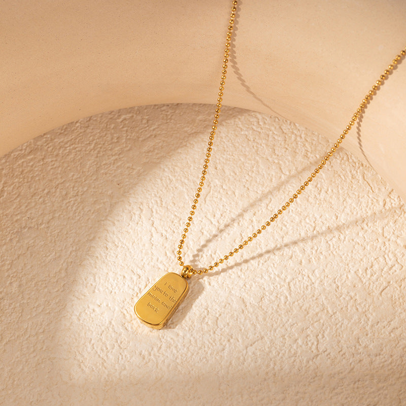 14K gold plated engraved pendant necklace – “I love you to the moon and back” by STUD