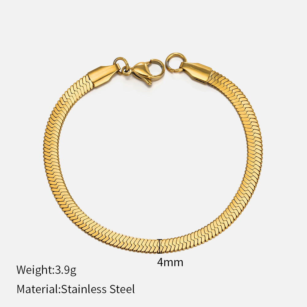 18K Gold-Plated Stainless Steel Snake Chain Bracelet