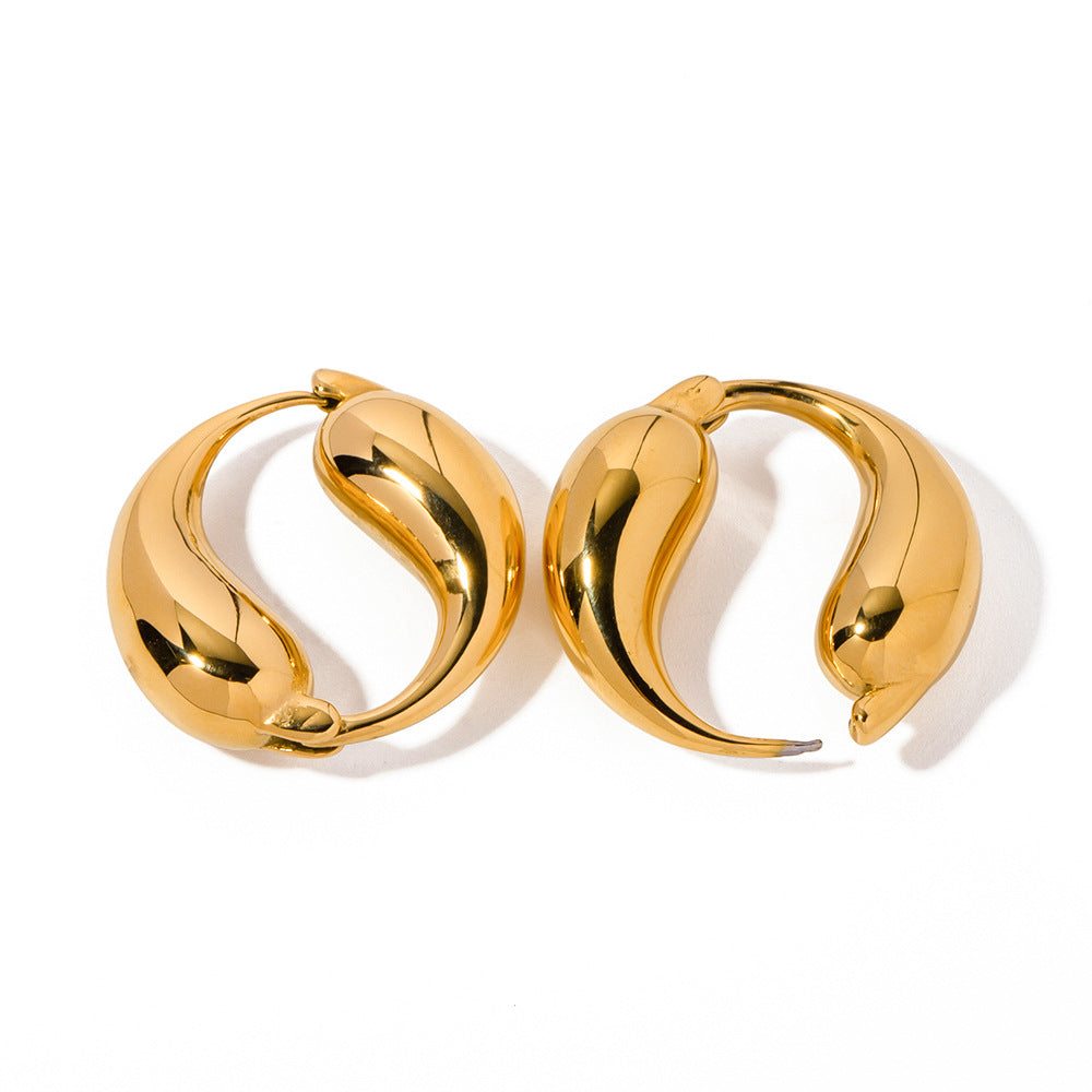 Yin-Yang Inspired 18K Gold Circle Hoop Earrings