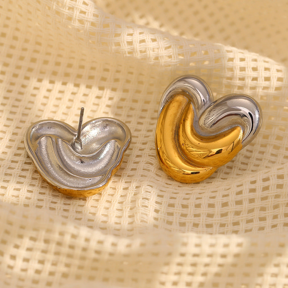 Two-Tone Heart Wrap Earrings