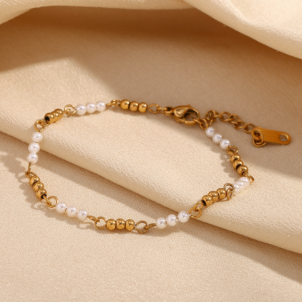 Retro Chic 18K Gold-Plated Beaded Bracelet for Trendsetters