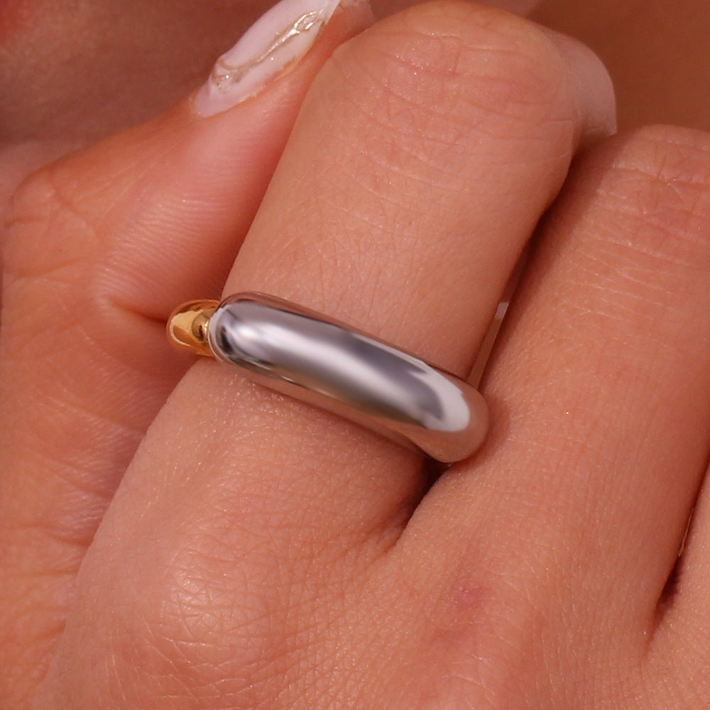 Bold Two-Tone Smile Ring