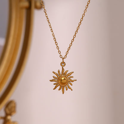 Close View of Titanium steel sun, moon & star pendant necklace – celestial design by STUD-Shop Till You Drop 
