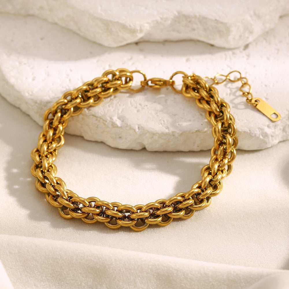 18K gold plated chunky lantern chain bracelet in stainless steel – hip-hop vintage style by STUD