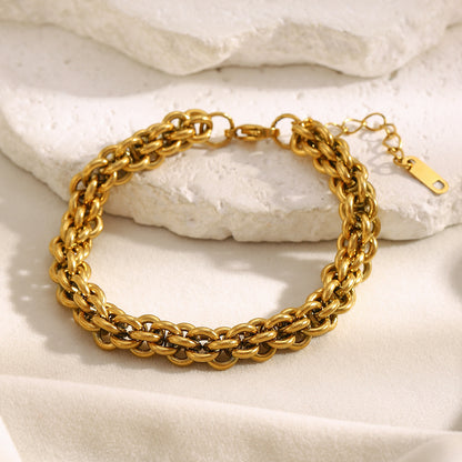 18K gold plated chunky lantern chain bracelet in stainless steel – hip-hop vintage style by STUD