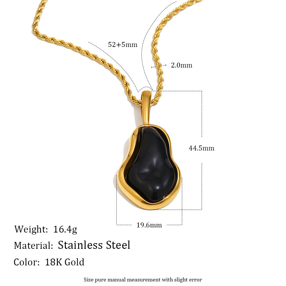 STUD Onyx Flow Necklace – Black Baroque Pendant on Gold Rope Chain