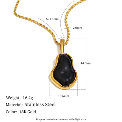 STUD Onyx Flow Necklace – Black Baroque Pendant on Gold Rope Chain