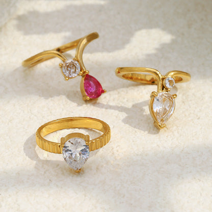 Crown Teardrop Ring