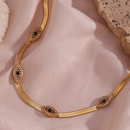 Close view of evil eye zircon pendant necklace