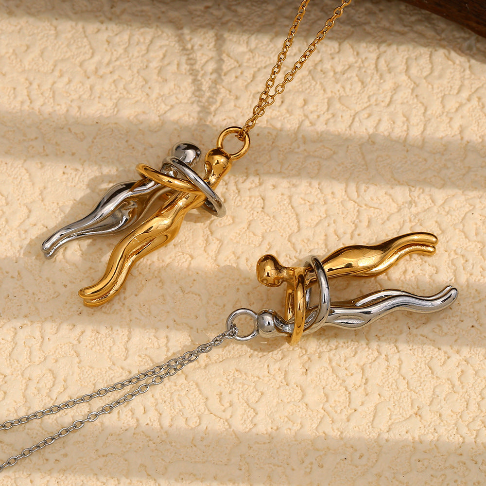 Romantic Lovers Two-Tone Gold Necklace